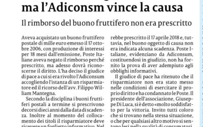 Rimborso del buono fruttifero postale negato, il Giudice di Pace di Enna condanna Poste Italiane a pagare il risparmiatore